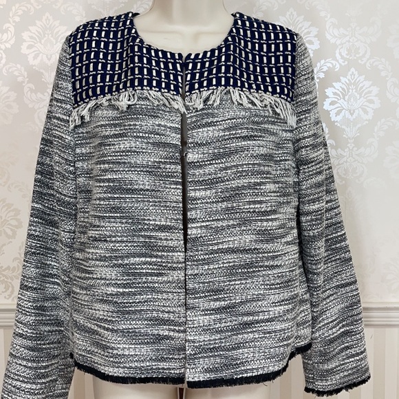 Chicos Navy Tweed Jacket - Picture 3 of 8